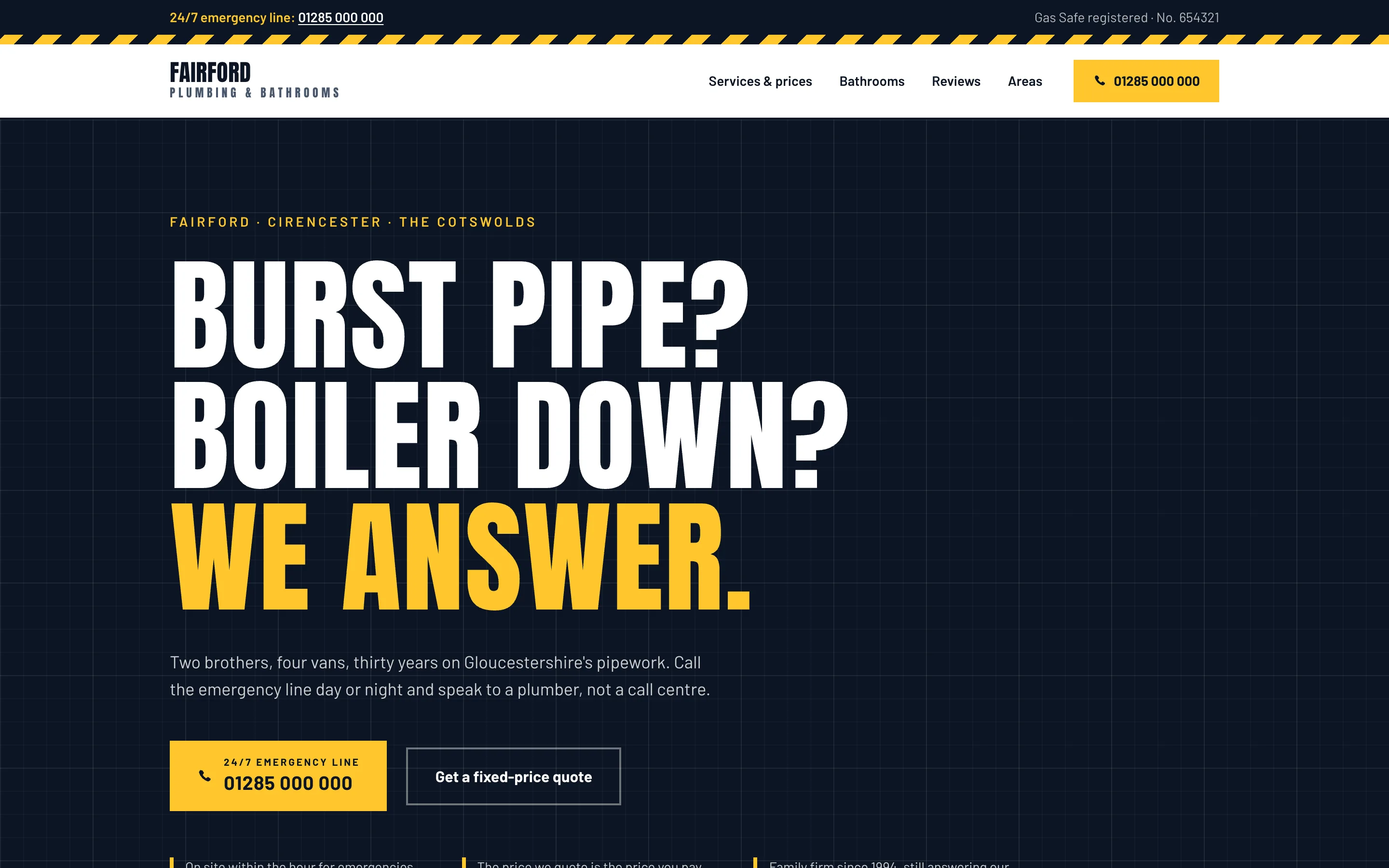 Fairford Plumbing & Bathrooms website, Plumbing & Bathrooms