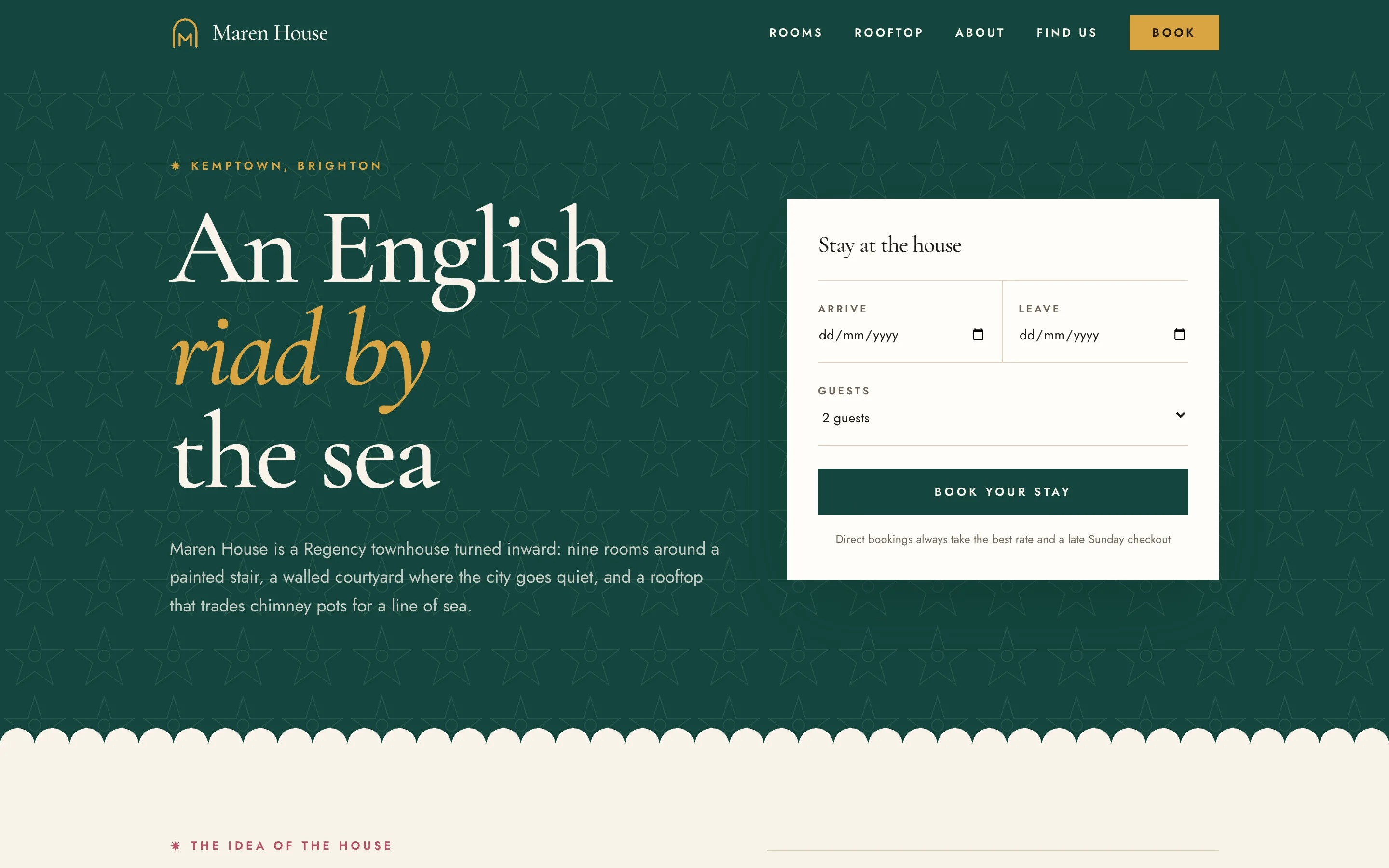 Maren House website, Boutique Hotel