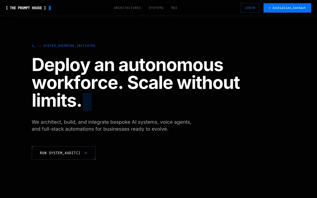 The Prompt House website, AI Consultancy