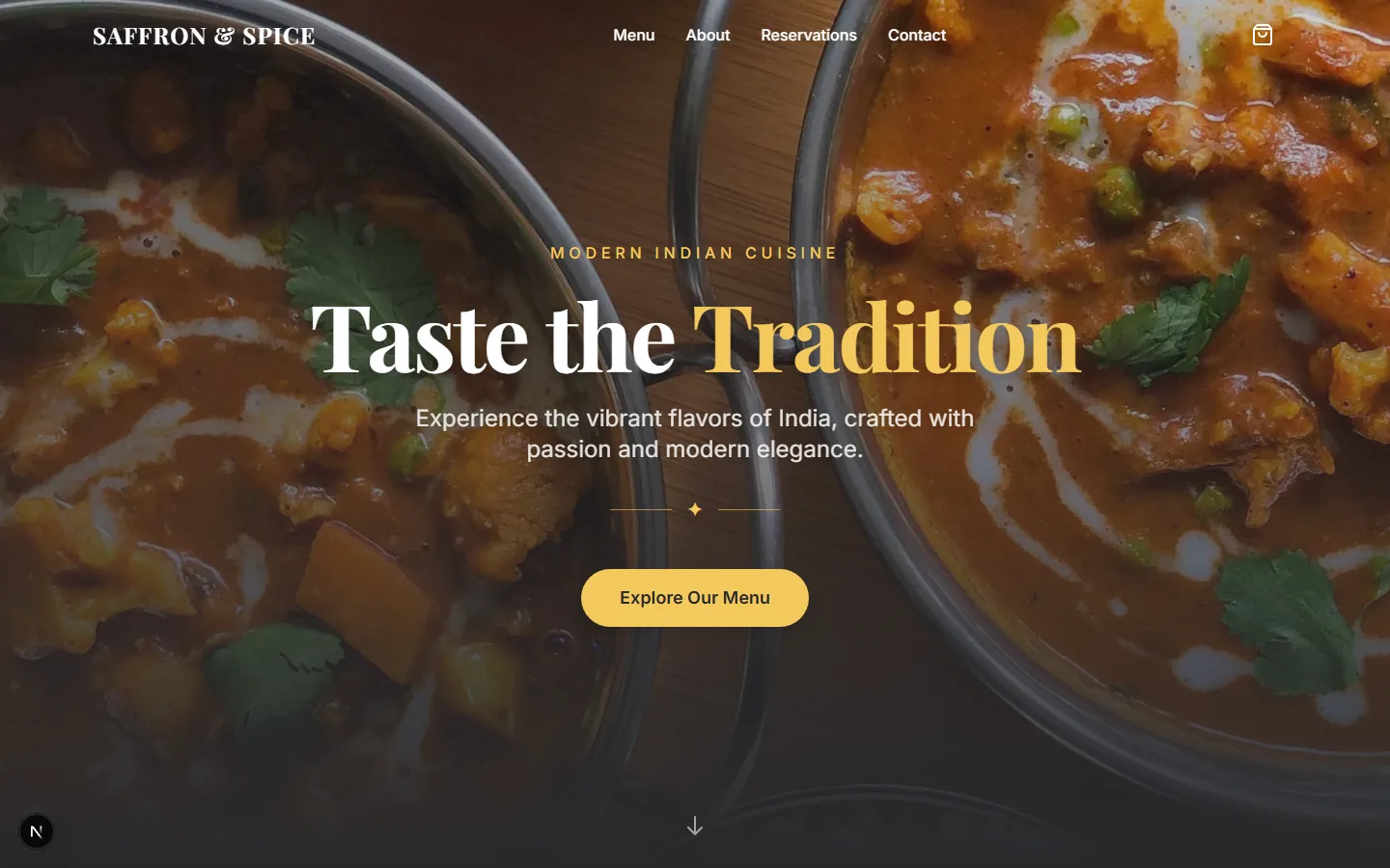 Saffron & Spice website, Indian Restaurant