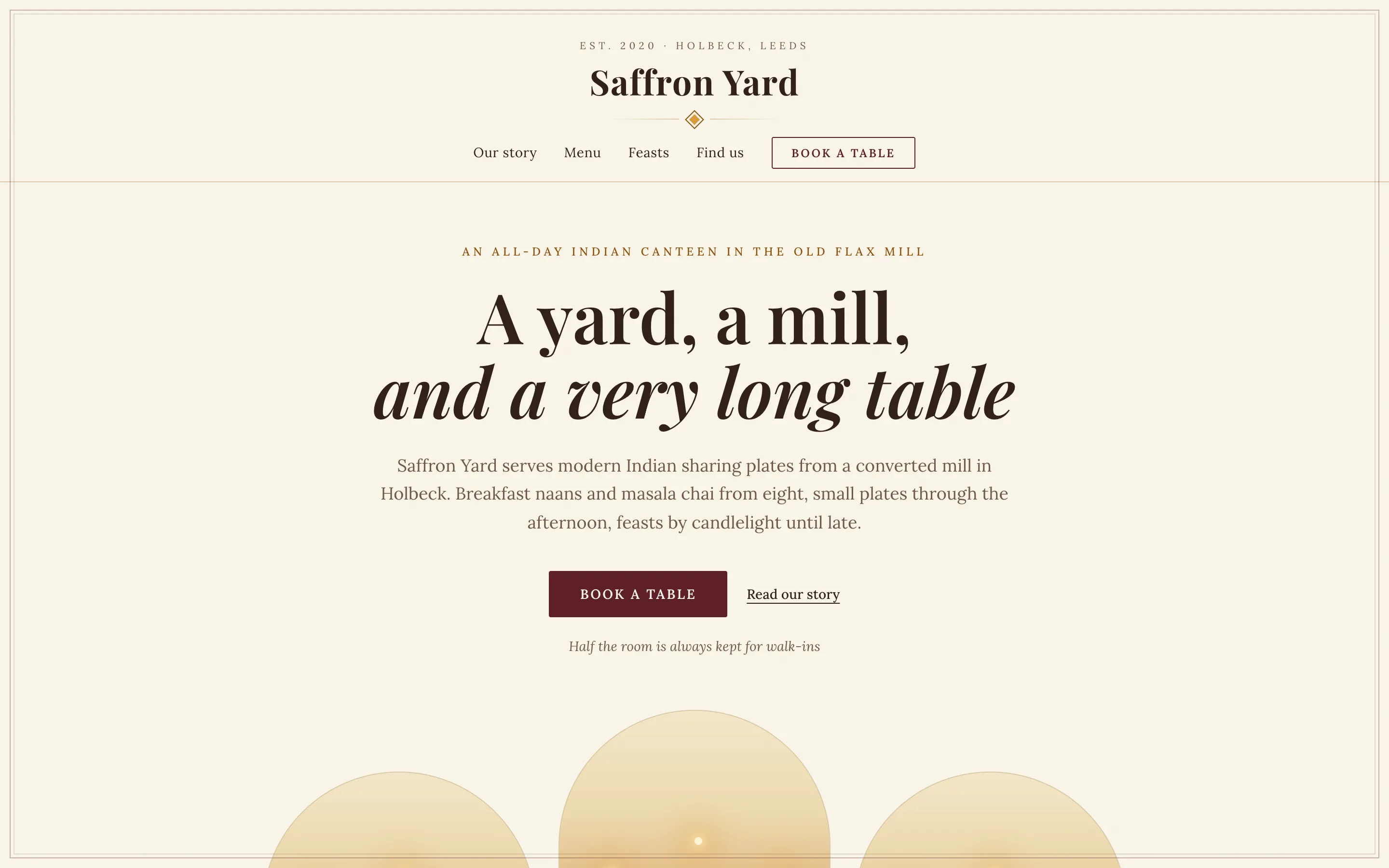 Saffron Yard website, All-Day Indian Canteen