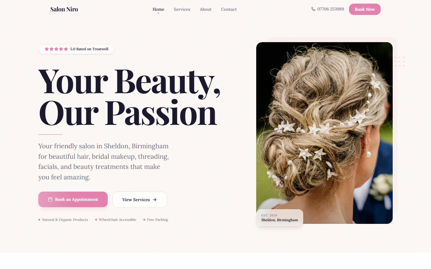 Salon Niro website, Hair & Beauty