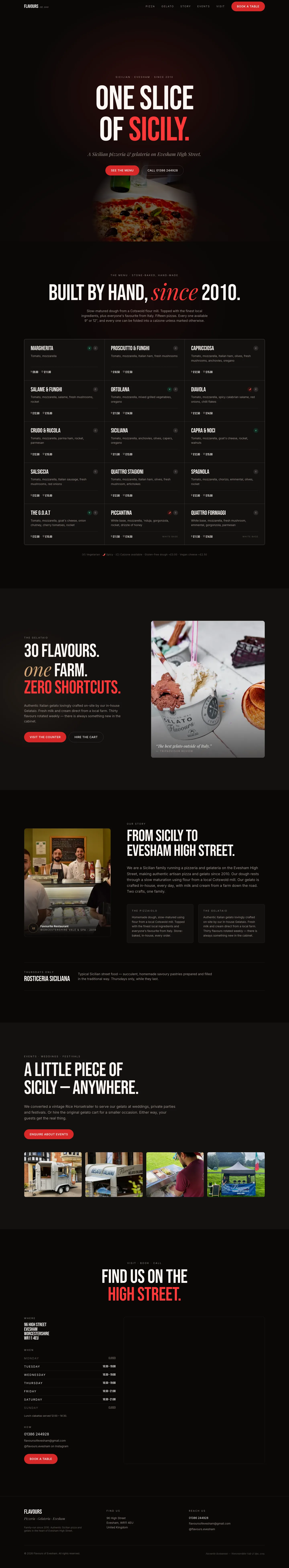 Flavours Evesham website, full page, an example ProperSites build