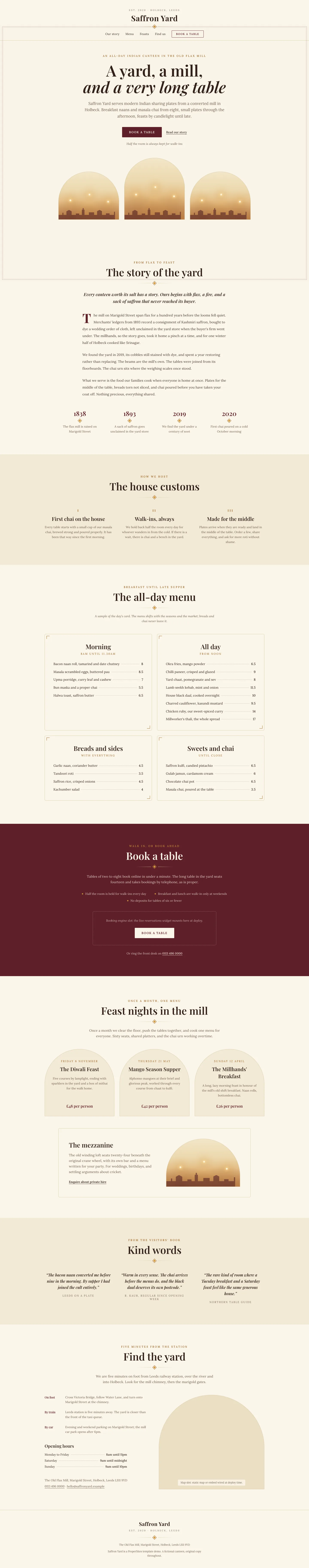 Saffron Yard website, full page, an example ProperSites build