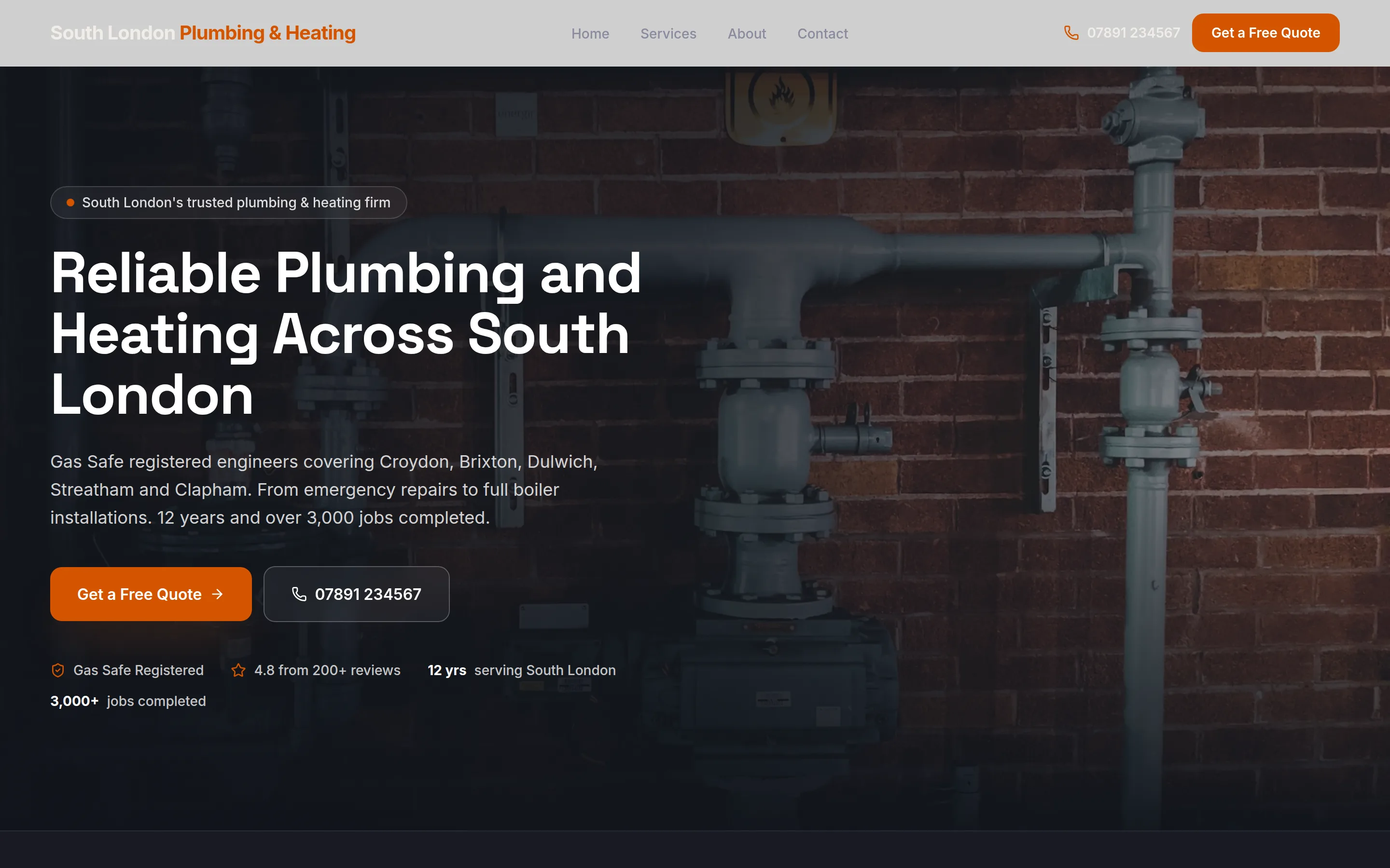 South London Plumbing website, Plumbing & Heating