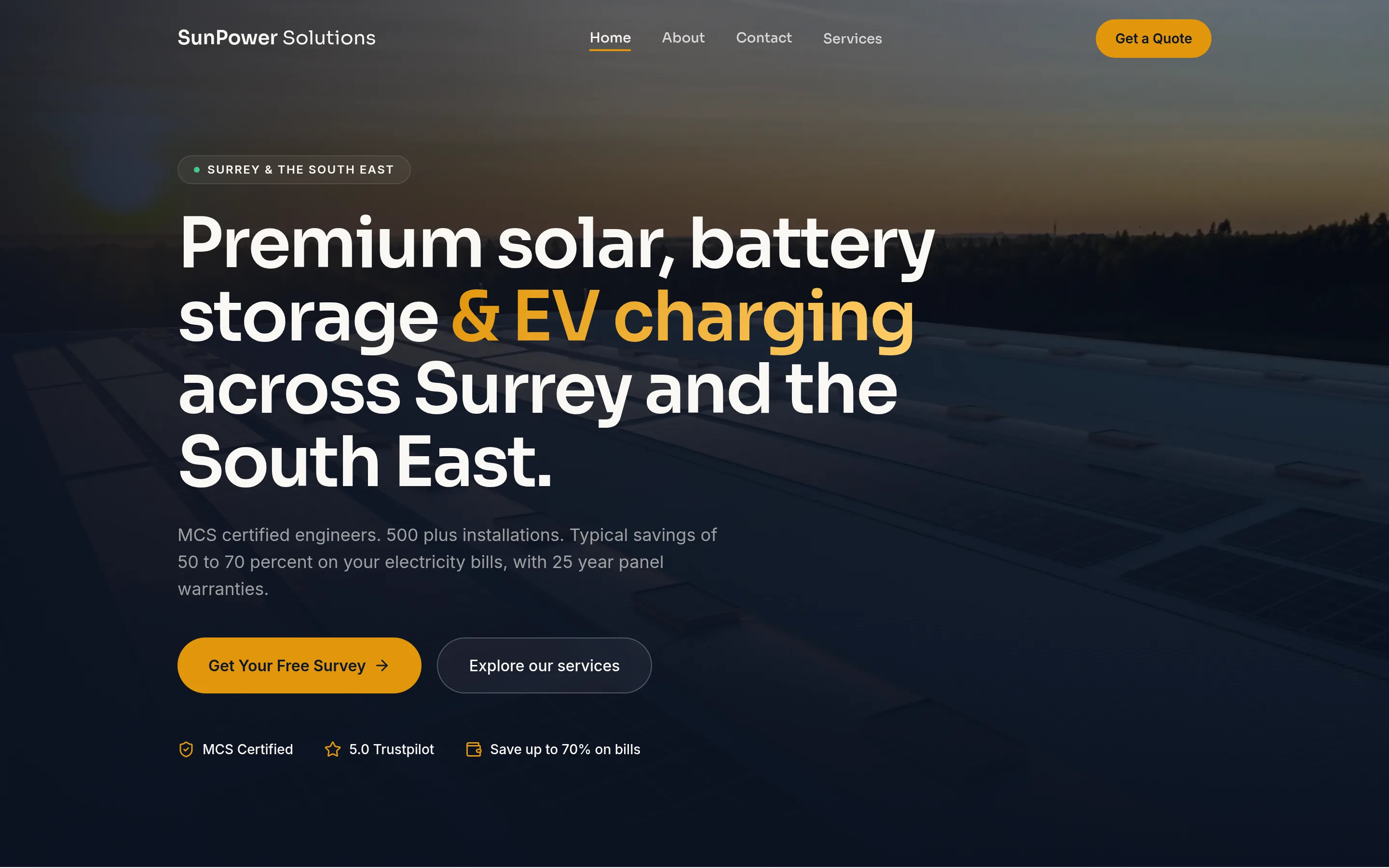 SunPower Solutions website, Solar & Renewables