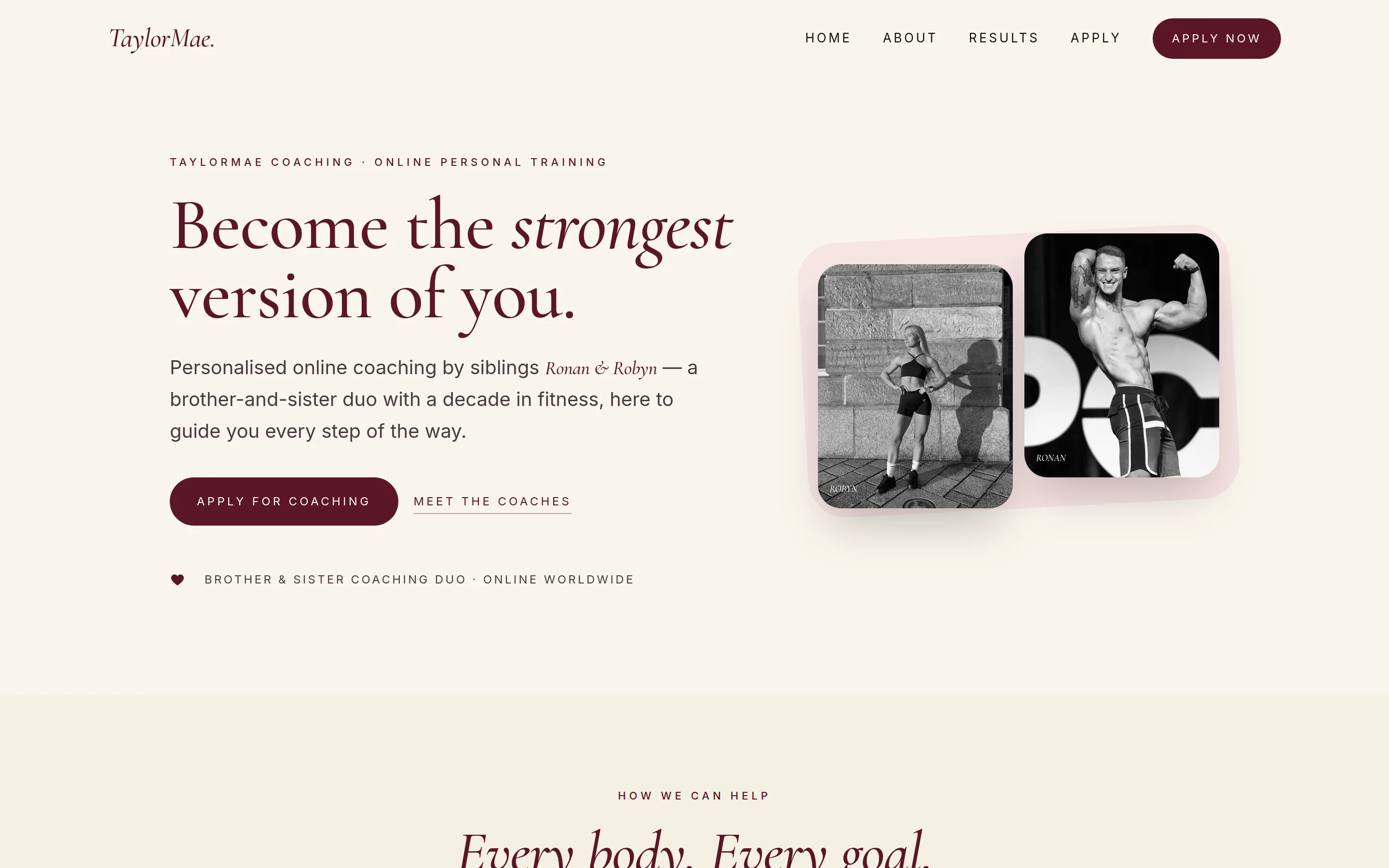Taylor Made Coaching website, Online Personal Coaching