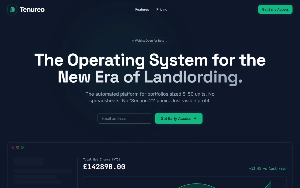Tenureo website, PropTech / SaaS